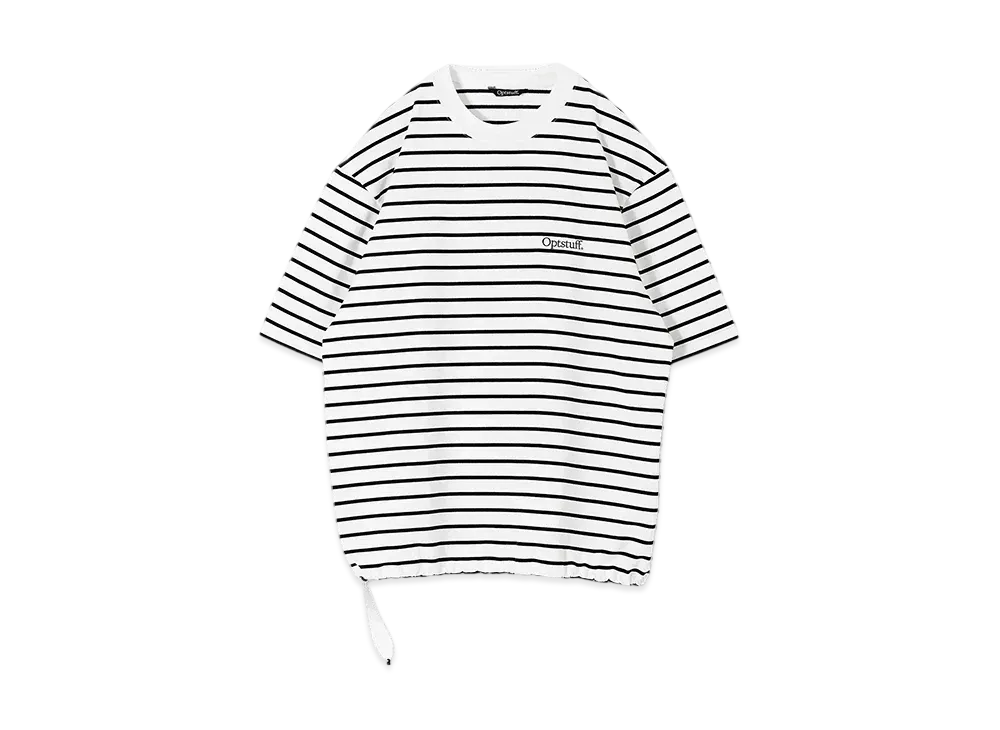 トップス optstuff DRAWSTRING BORDER T-SHIRT L OPTSTUFF] DRAWSTRING BORDER T-SHIRT (BLACK) | OPTSTUFF