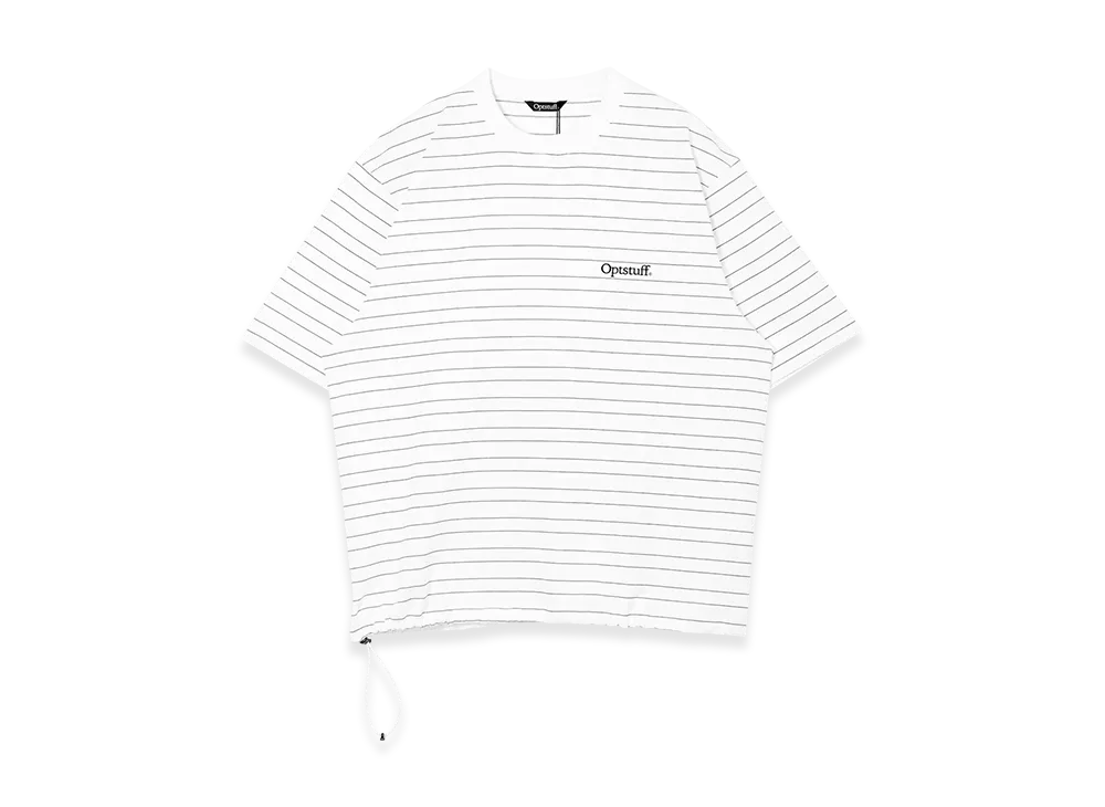 OPTSTUFF DRAWSTRING CLASSIC BORDER Tシャツ OPTSTUFF DRAWSTRING CLASSIC BORDER T-SHIRT (WHITE) サイズXXL