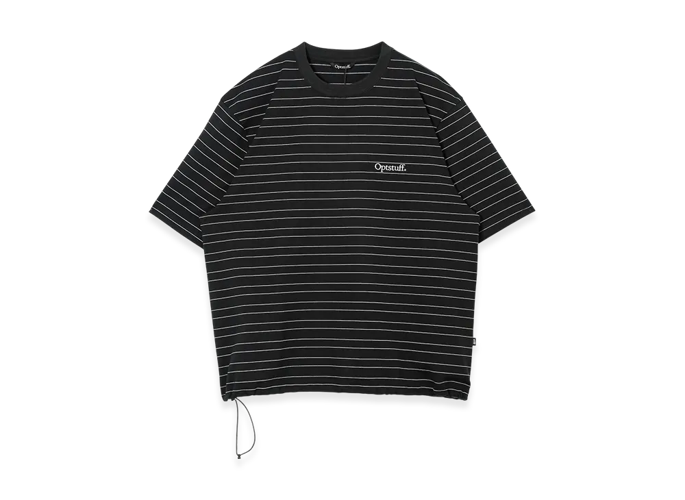 トップス optstuff DRAWSTRING BORDER T-SHIRT L OPTSTUFF] DRAWSTRING BORDER T-SHIRT (BLACK) | OPTSTUFF