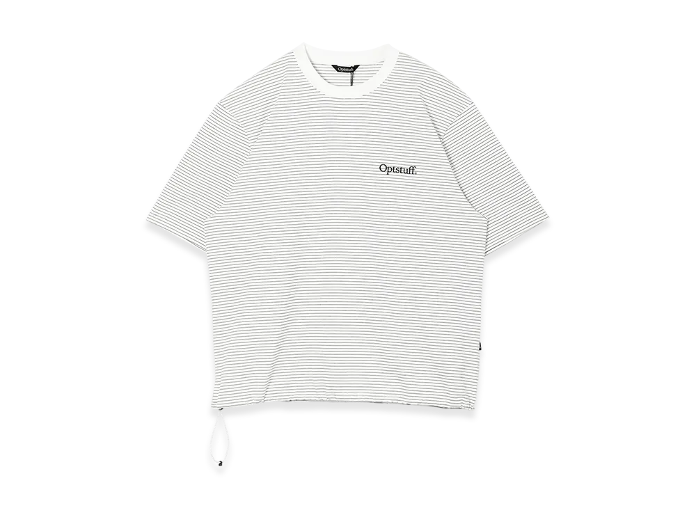 トップス optstuff DRAWSTRING BORDER T-SHIRT L OPTSTUFF] DRAWSTRING BORDER T-SHIRT (BLACK) | OPTSTUFF