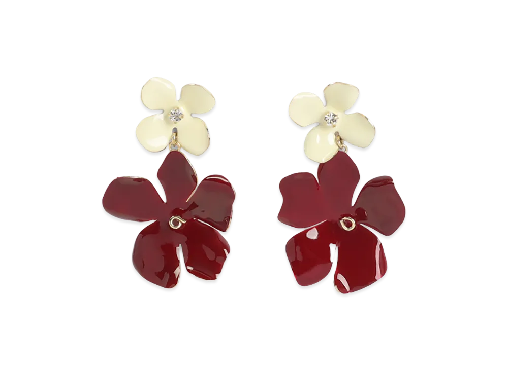 MARNI Women's Flower Earrings "Burgundy"