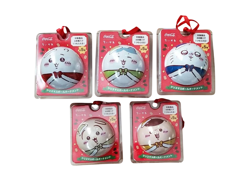 Coca Cola -Chiikawa- Christmas Ball Ornament Complete Set Of 5