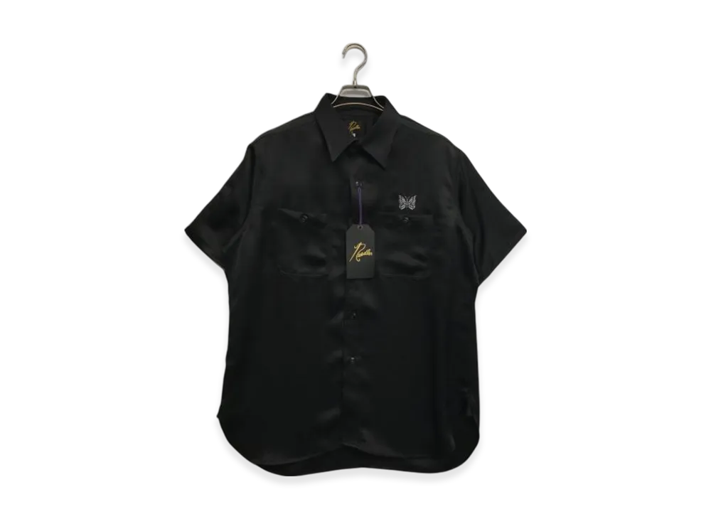 NEEDLES S/S Work Shirt Poly Sateen "Black"