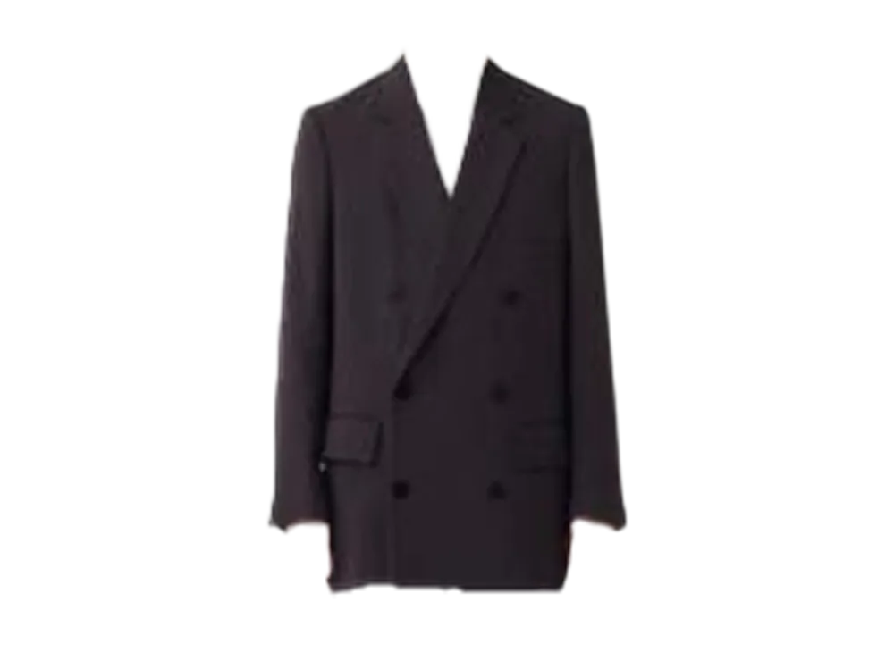 OVERCOAT Rayon Tricotine Double Breasted Jacket In "Coffee Brown"