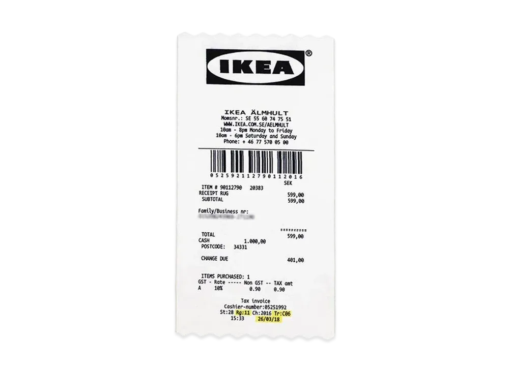OFF-WHITE / IKEA MARKERAD "RECEIPT" Rug "White"