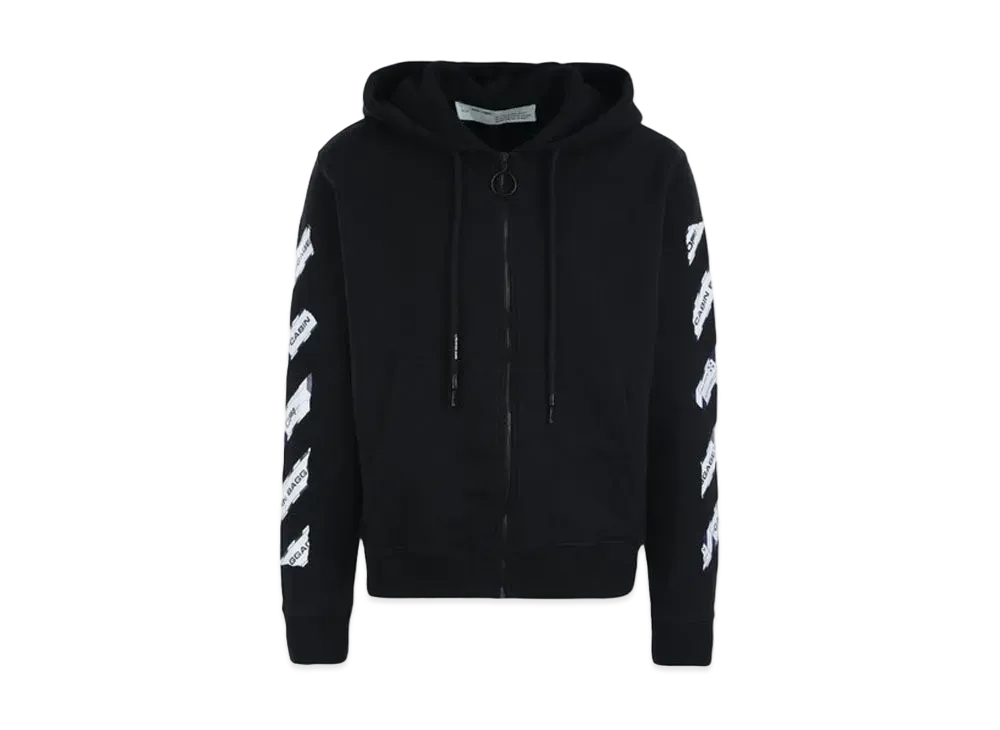 OFF-WHITE Airport Tape Zip Up Hoodie "Black"
