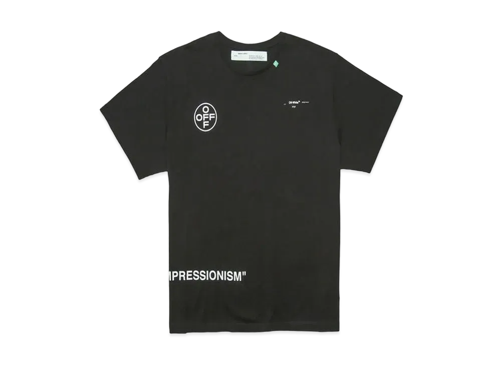 オフホワイト オーバーサイズ ダイアグ ステンシル Tシャツ "ブラック"