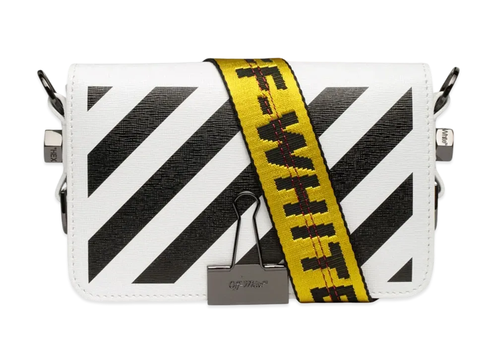 オフホワイト バインダー クリップ バッグ ダイアグ ミニ "ホワイト/イエロー"