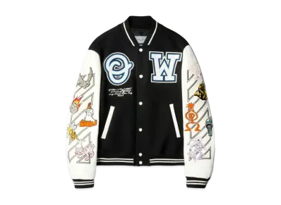 OFF-WHITE Logic Patch Varsity Jacket "Black"