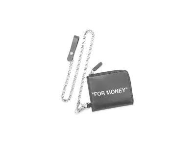 OFF-WHITE Calf Skin Quote Chain Wallet "Black"