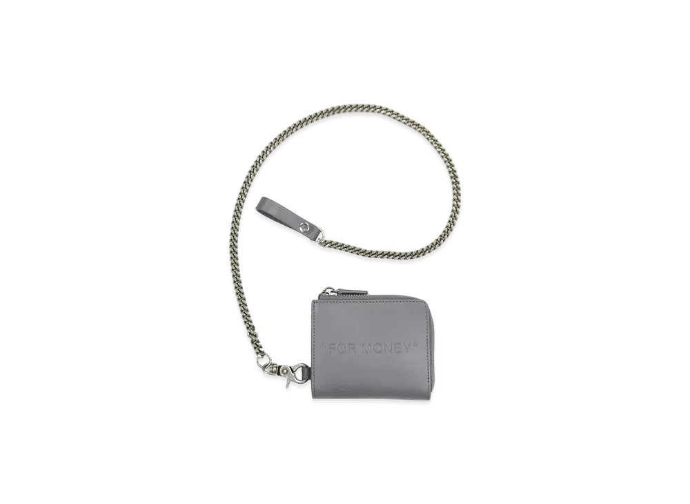 OFF-WHITE Debossed Quote Chain Wallet "Charcoal"