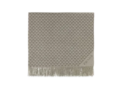 PRADA Embroidered Wool Blend Symbole Double Blanket "Printed"