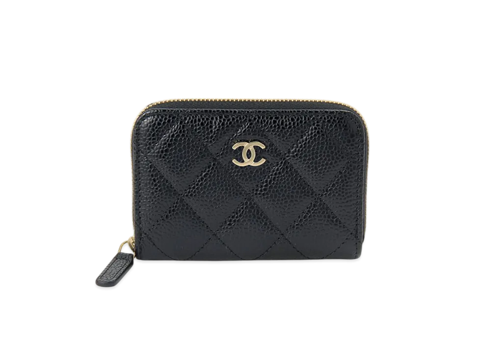 CHANEL Coin Purse Caviar Skin "Black/Gold"