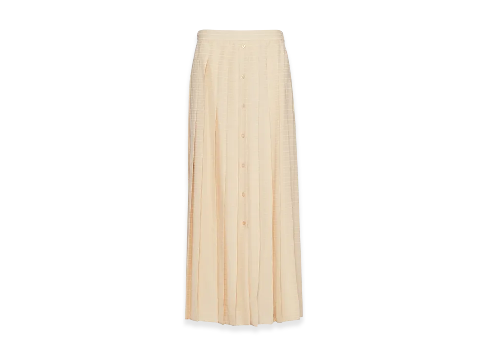 PRADA Women's Crepe De Chine Jacquard Midi Skirt "Albino White"