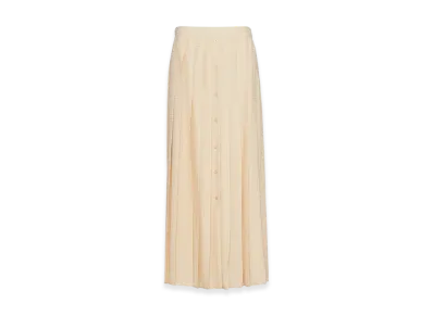 PRADA Women's Crepe De Chine Jacquard Midi Skirt "Albino White"