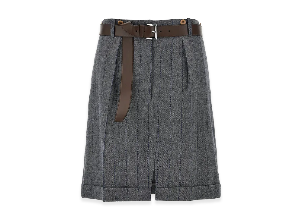 PRADA Women's Striped Wool Skirt "Gray"