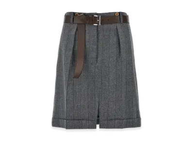 PRADA Women's Striped Wool Skirt "Gray"