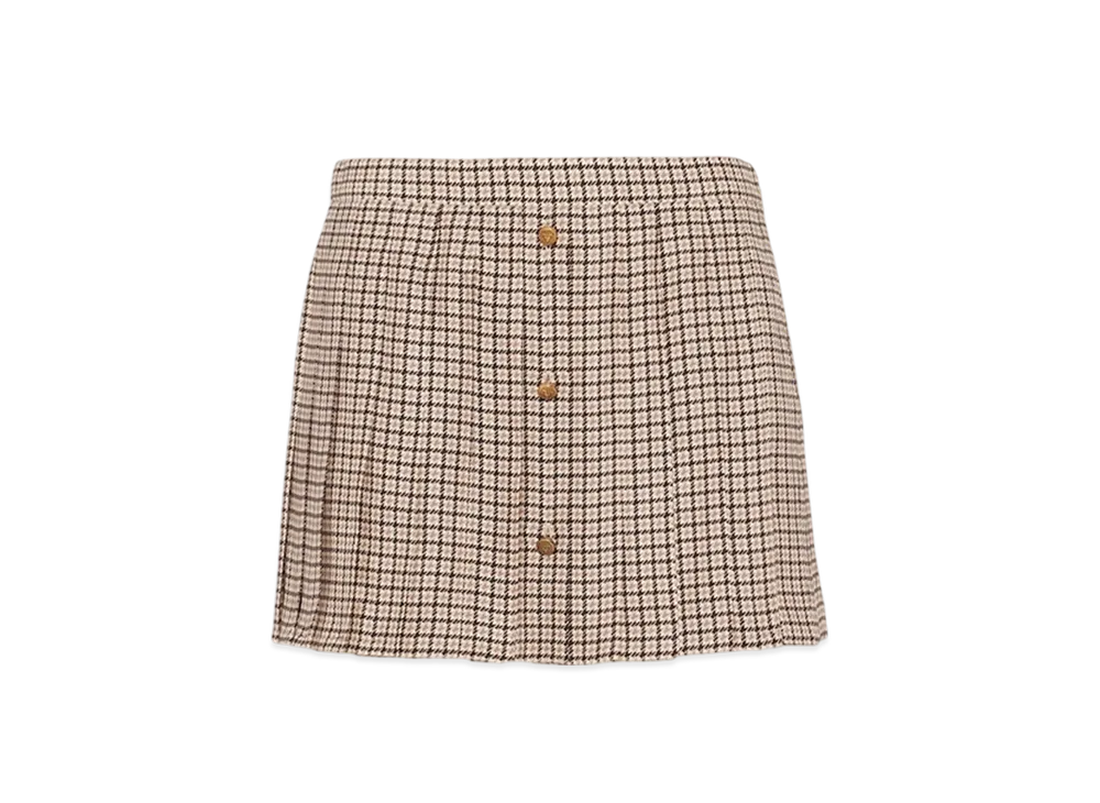 PRADA Women's Printed Crepe De Chine Miniskirt "Cocoa Brown"