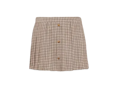 PRADA Women's Printed Crepe De Chine Miniskirt "Cocoa Brown"