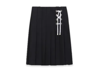PRADA Pleated Gabardine Midi Skirt "Navy"