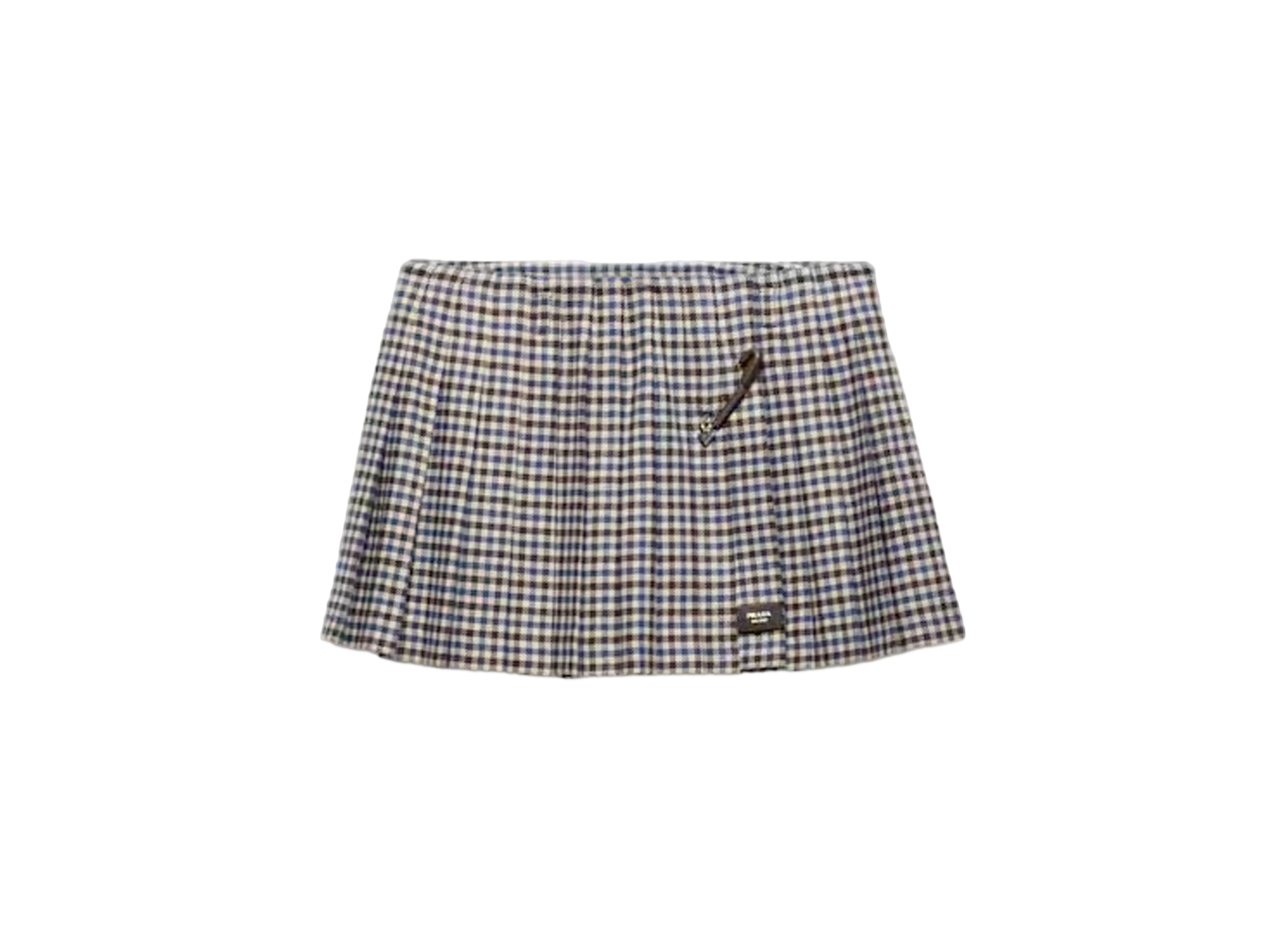 PRADA Women's Checked Wool Miniskirt "Dark Brown"
