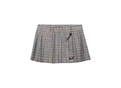 PRADA Women's Checked Wool Miniskirt "Dark Brown"
