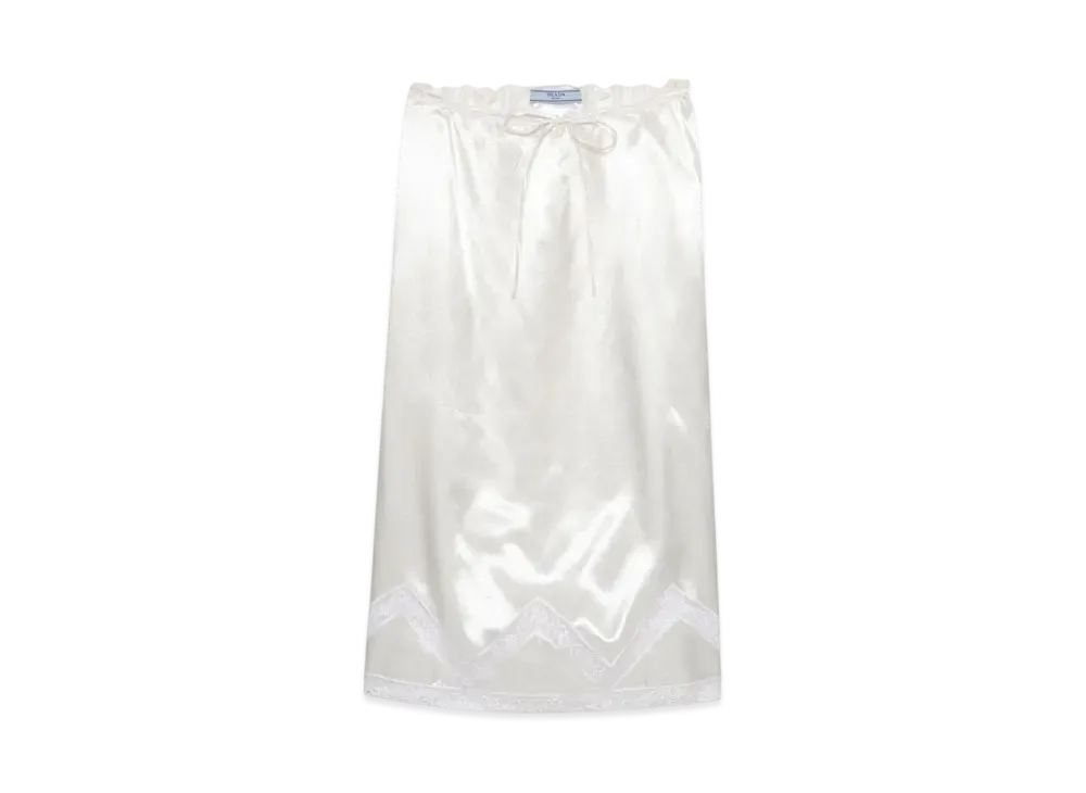 PRADA Women's Embroidered Satin Skirt "White"