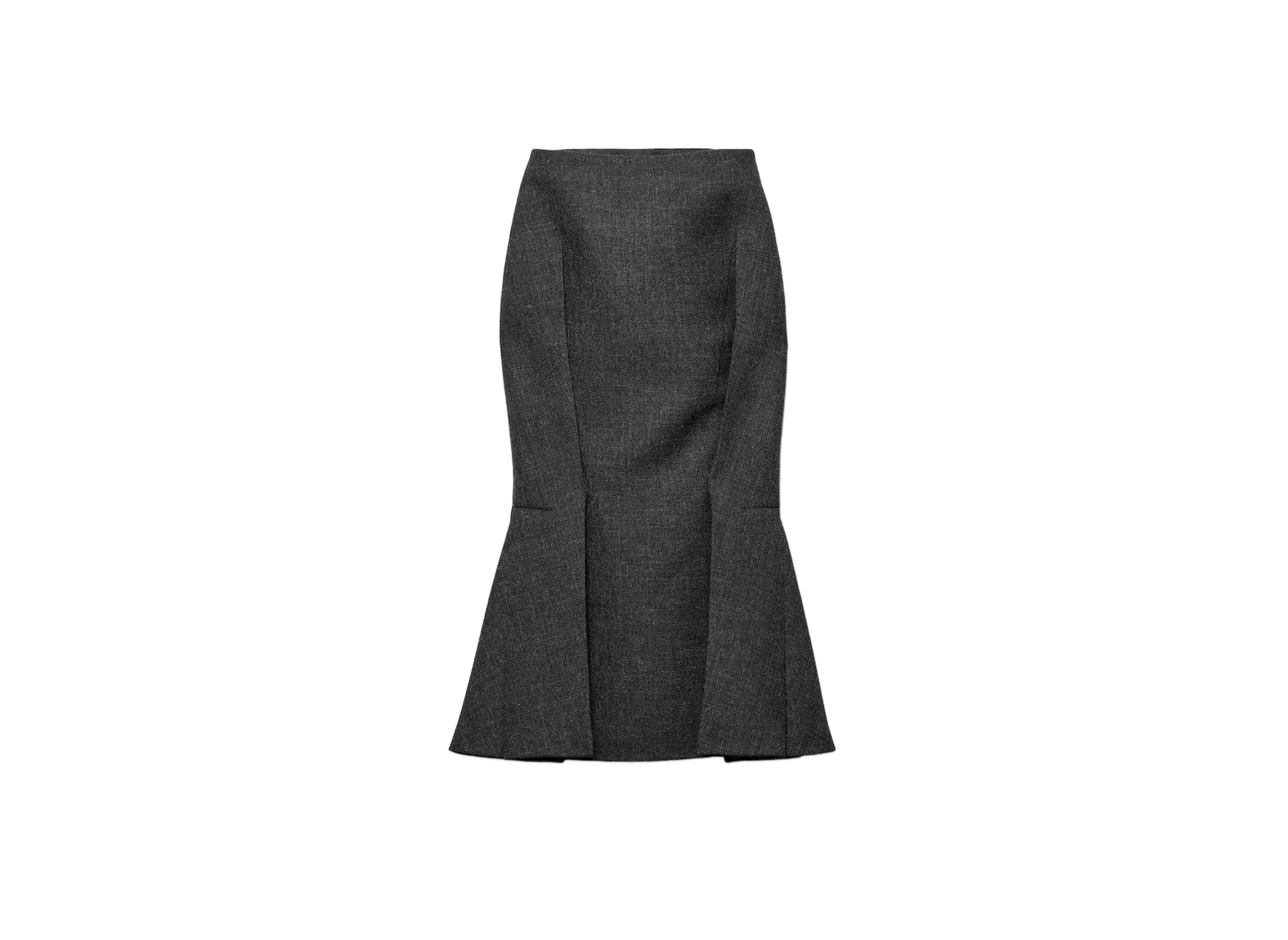 PRADA Women's Aged-Effect Textured Rush-Stitch Midi-Skirt "Dark Gray"