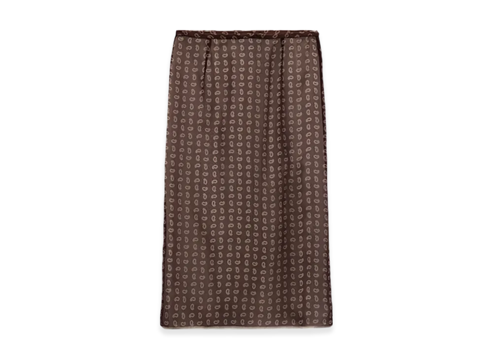 PRADA Women's Printed Chiffon Midi Skirt "Cork Beige"