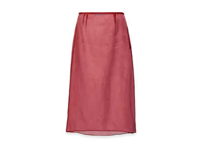 PRADA Women's Organza Midi-Skirt "Dark Cherry"