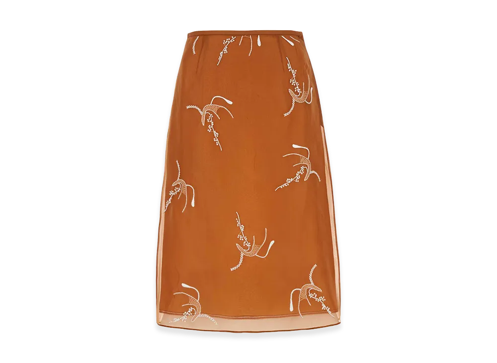 PRADA Women's Copper Organza Skirt "Brown"
