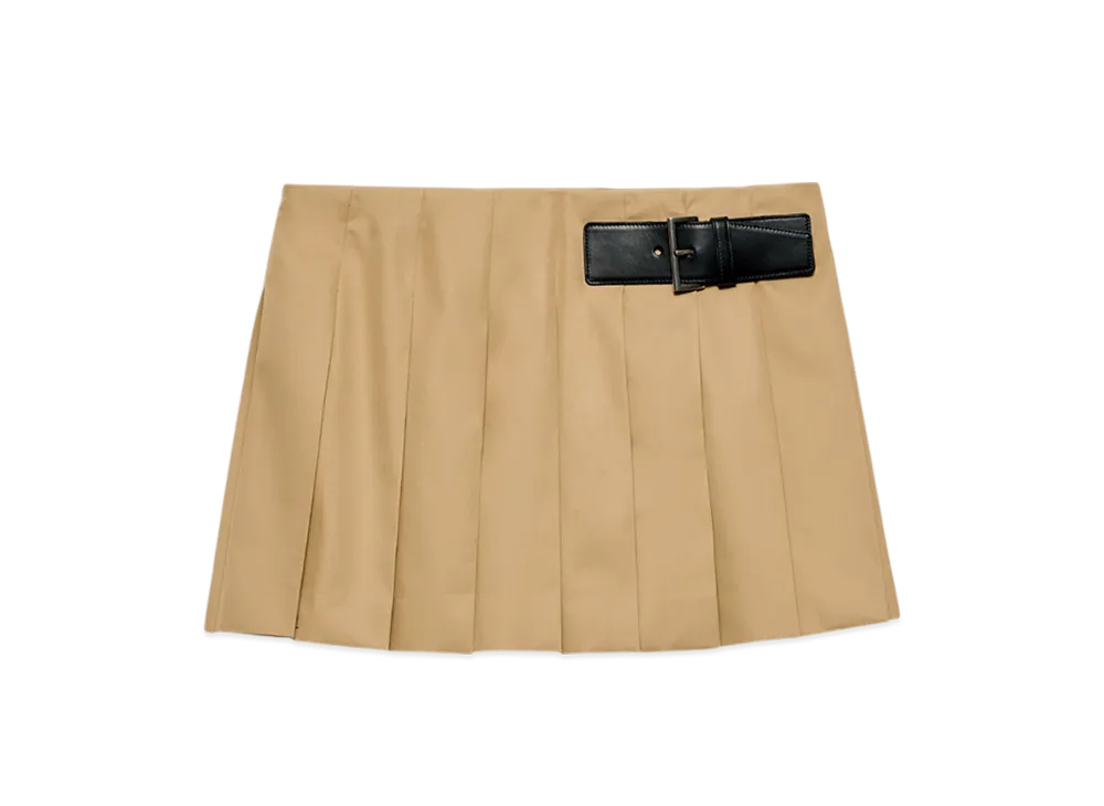 PRADA Women's Twill Miniskirt with Leather Belt "Cord"
