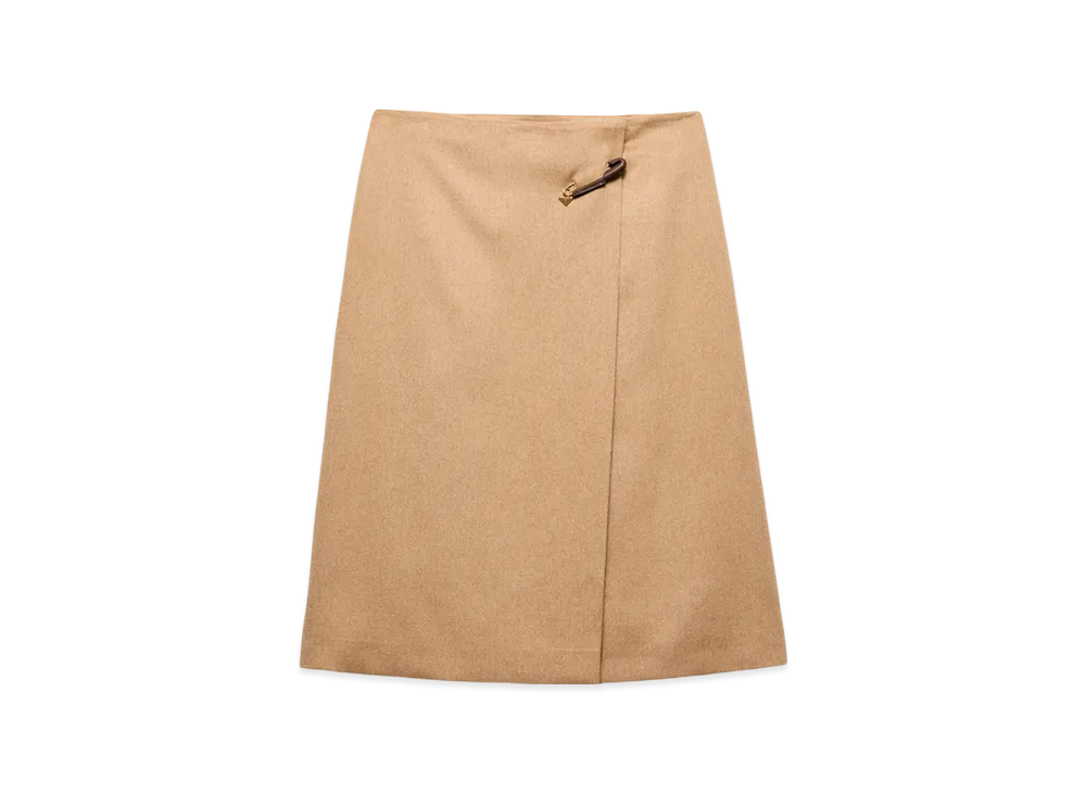 PRADA Women's Camel-Hair Midi-Skirt "Camel Brown"