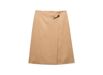 PRADA Women's Camel-Hair Midi-Skirt "Camel Brown"