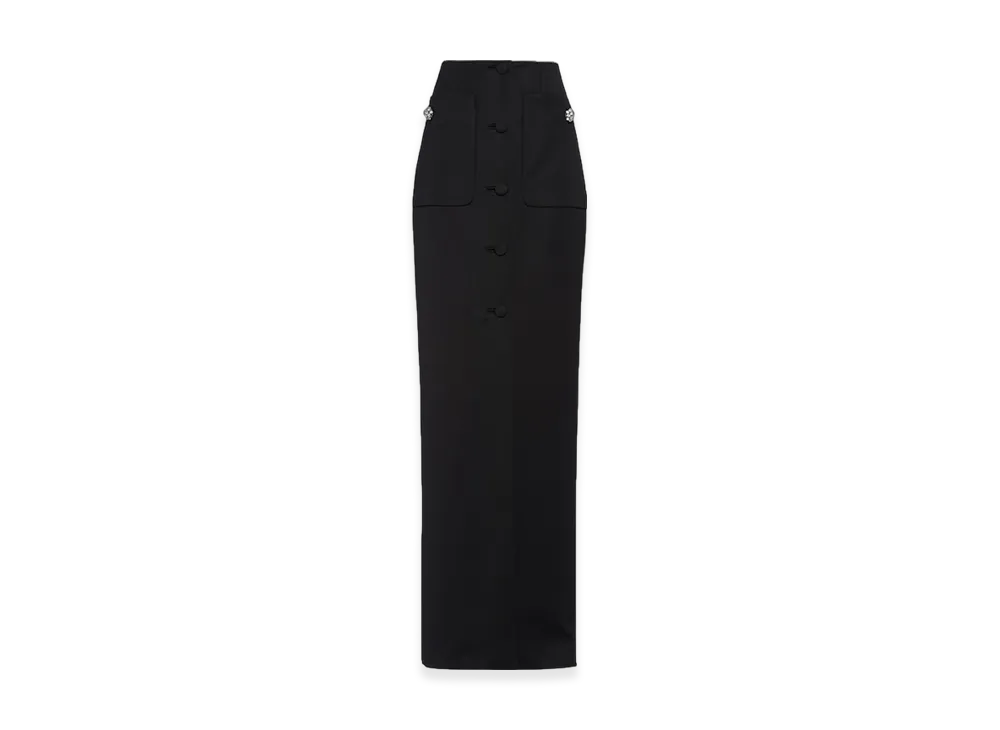 PRADA Women's Long Wool Satin Skirt "Black"