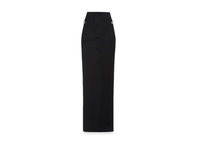 PRADA Women's Long Wool Satin Skirt "Black"