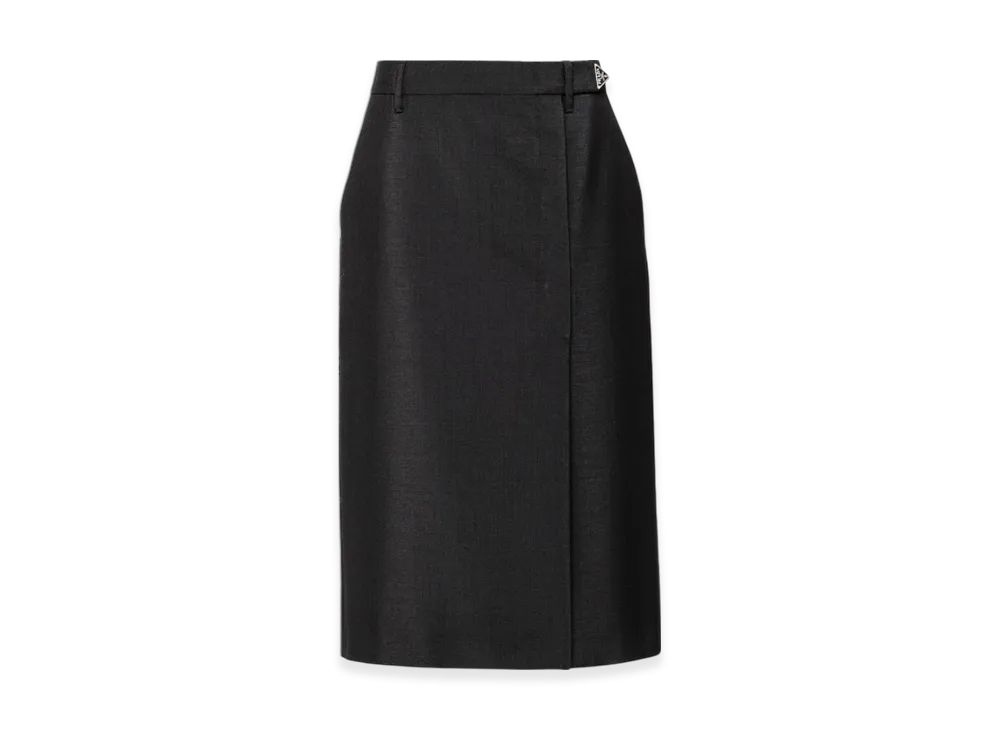 PRADA Women's Kid Mohair Midi Skirt "Black"