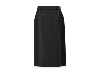 PRADA Women's Kid Mohair Midi Skirt "Black"
