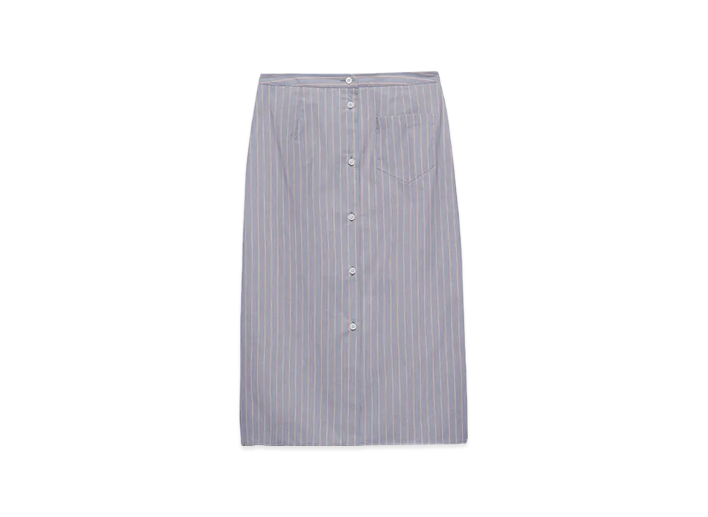 PRADA Women's Striped Poplin Skirt "Periwinkle Blue"