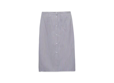 PRADA Women's Striped Poplin Skirt "Periwinkle Blue"