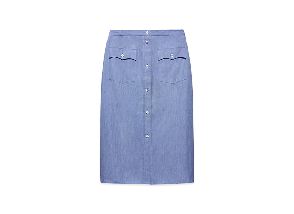 PRADA Women's Fil A Fil Skirt "Sapphire Blue"