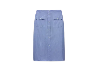PRADA Women's Fil A Fil Skirt "Sapphire Blue"