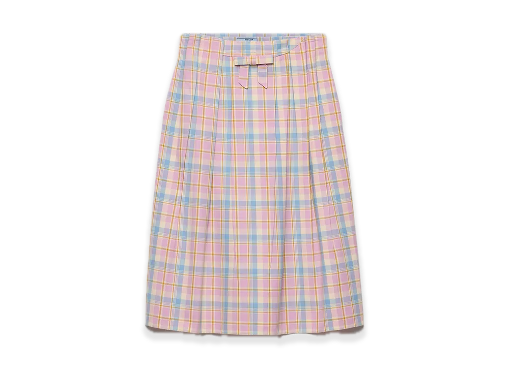 PRADA Check Cotton Midi Skirt "Pink"