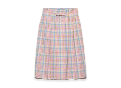PRADA Check Cotton Midi Skirt "Pink"