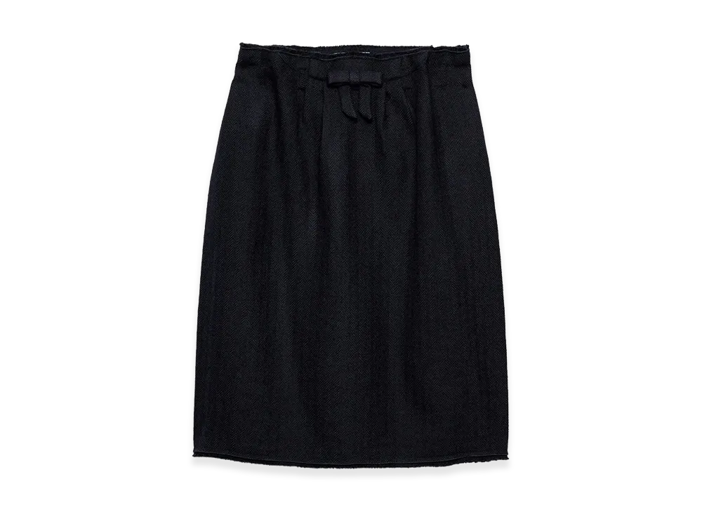 PRADA Women's Chevron Wool Midi Skirt "Blue"