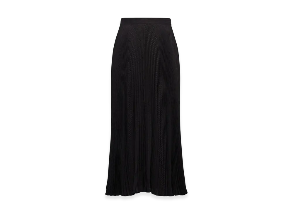 PRADA Women's Jacquard Crepe De Chine Midi Skirt "Black"