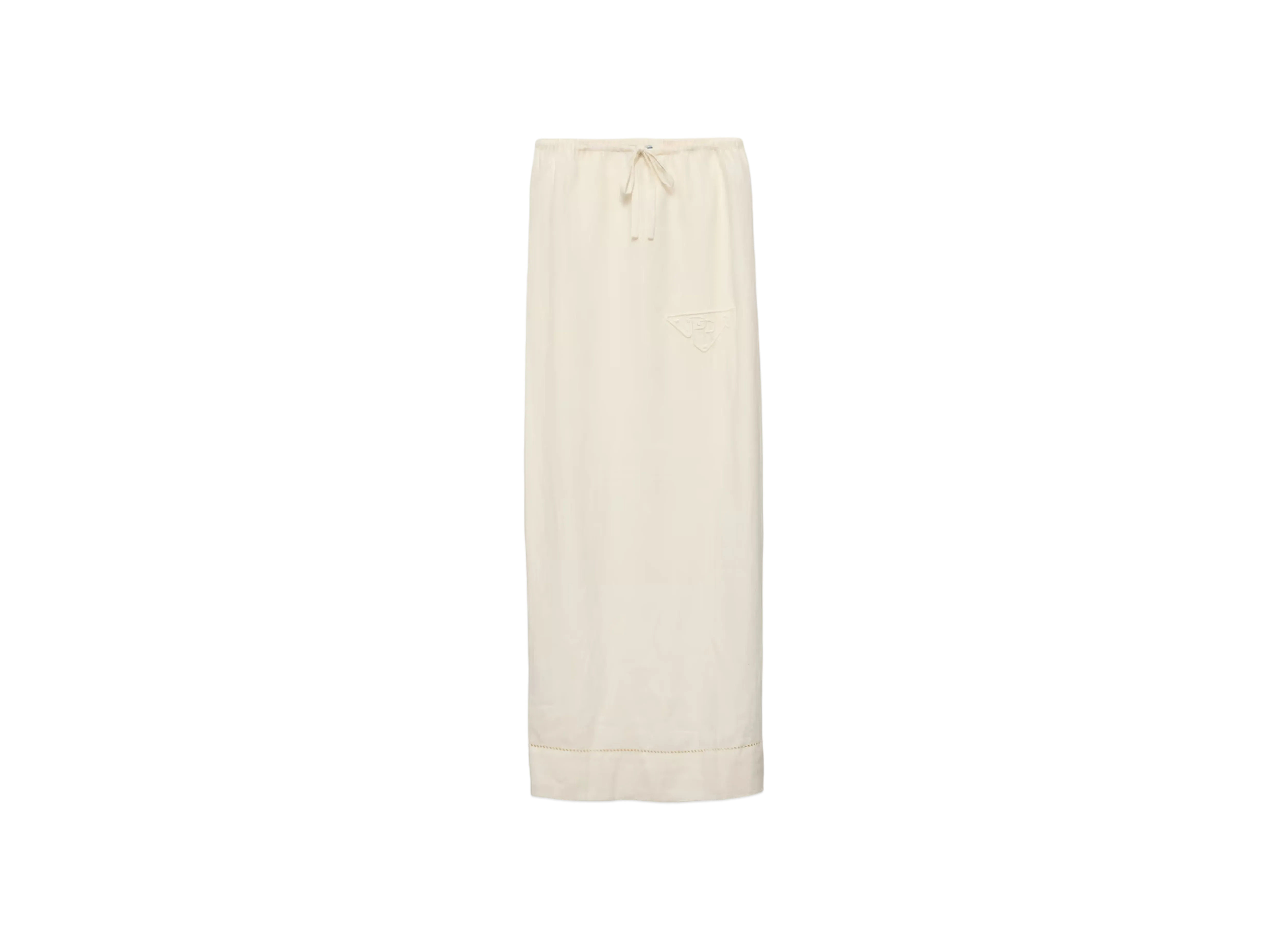 PRADA Women's Embroidered Linen Skirt "Ivory"