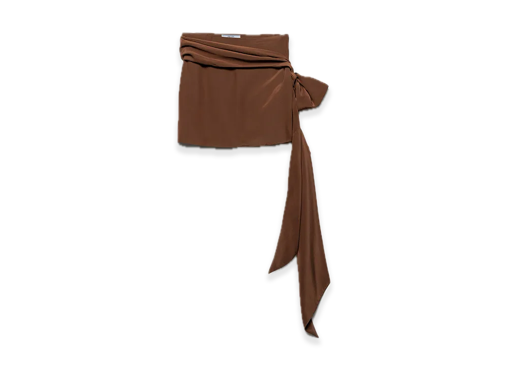 PRADA Crepe de Chine Mini Skirt "Dark brown"