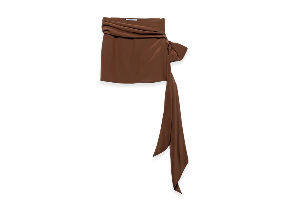 PRADA Women's Crepe De Chine Miniskirt "Coffee Brown"