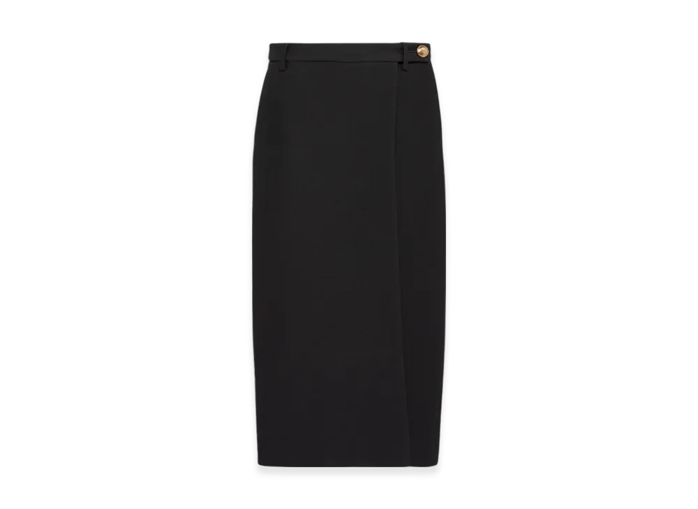 PRADA Women's Tricotine Midi Skirt "Black"